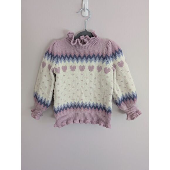 Janie and Jack Purple Fair Isle Sweater and Ombre Tulle Skirt Set 18-24 Month - Picture 3 of 8